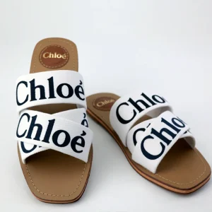 Chloe Woody Slippers Μαύρο Μπέζ