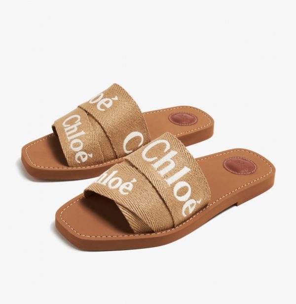 Chloe Woody Slippers Μαύρο Μπέζ - Image 2