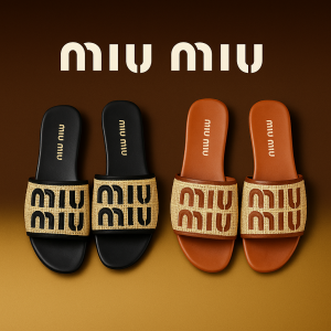 MIU MIU - raffia slides