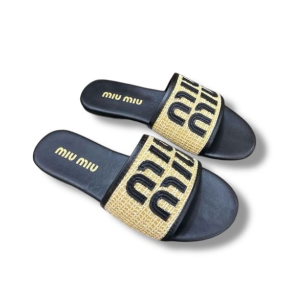 MIU MIU - raffia slides - Image 3